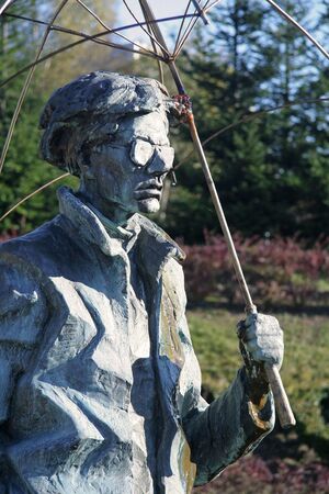 Andy Warhol with umbrella, sculpture in Medzilaborce, Slovakiaのeditorial素材