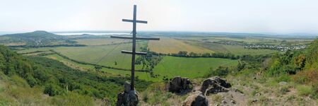 nature panorama photo in East Slovakia, under vinne castle (slovak: viniansky hrad), Sirava lake in distanceの写真素材