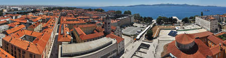 panorama photo of historic town Zadar in Croatia, photo taken from a church towerの写真素材