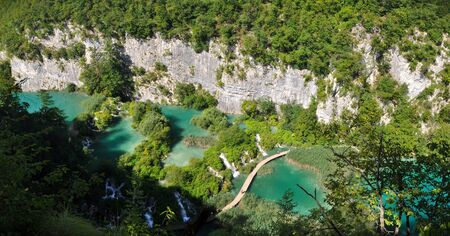 panorama photo of Plitvice lakes in Croatiaの写真素材