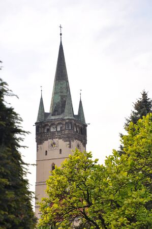 St. Nicholas church in Presov, Slovakia. Tower detail photoの写真素材