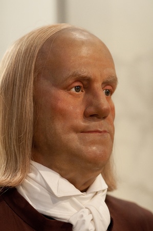 31. MARCH 2011 - MANHATTAN, NEW YORK CITY, USA - wax figure of Benjamin Franklin at Madame Tussauds in New York, USA. Photo taken on 31. March 2011.のeditorial素材