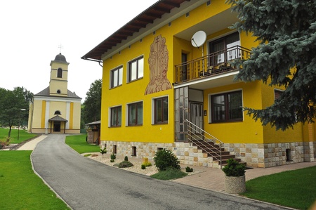 Rectory church and rectory office in village Strecno near city Zilina, Slovakia.の写真素材