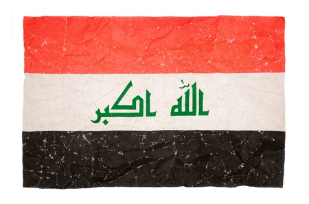 damaged Flag of Iraq isolated on white backgroundの写真素材