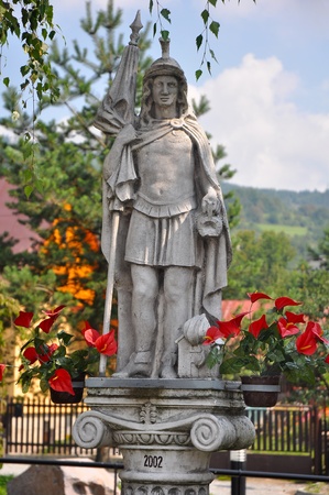 vertical photo of a statue in Stara Bystrica, Slovakia.の写真素材
