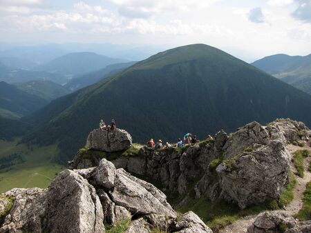 3. AUGUST 2011 - MALA FATRA, SLOVAKIA - peak Velky Rozsutec in mountain range Mala Fatra in Zilina Region, Slovakia. Photo taken on 3 august 2011.のeditorial素材