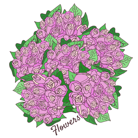 pink roses bouquetsのイラスト素材
