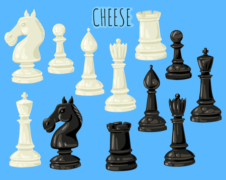 Set of chess pieces. Pawn, Rook, King, Elephant, Queen, Horse. Chess strategy game.のイラスト素材
