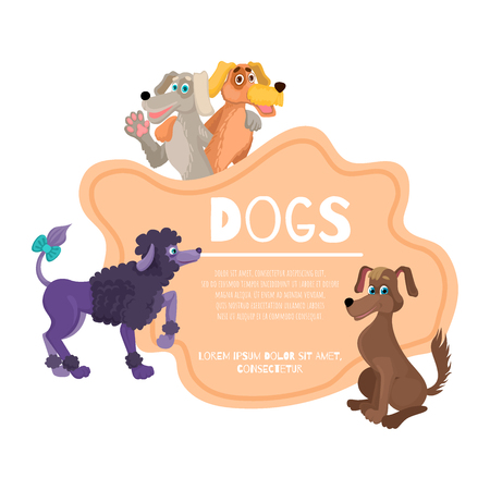 Curved frame with dogs.のイラスト素材