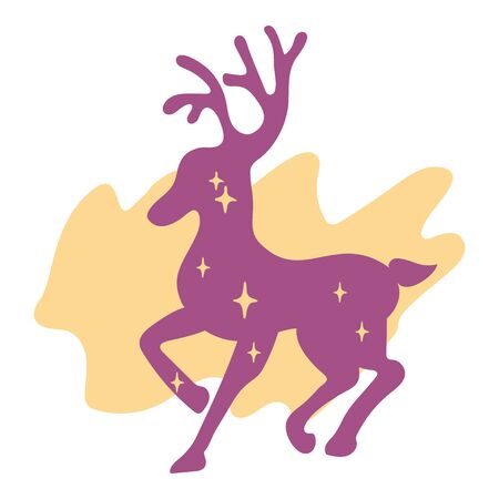 Christmas deer silouhette. Vector cartoon style illustrationのイラスト素材