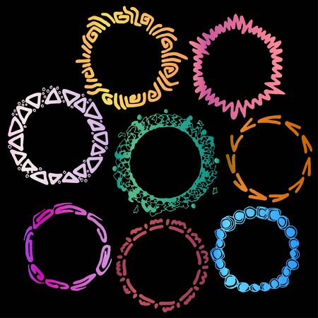 Colored frames on black background. Vector artのイラスト素材
