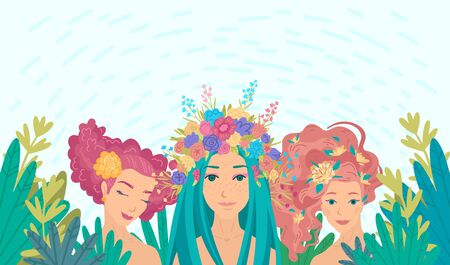 Happy womens day. 8 march. Vector cartoon illustrationのイラスト素材