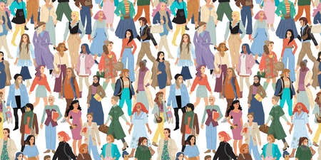 International women day concept. Full length women. Seampless pattern for wrapping, textile, fabric,...