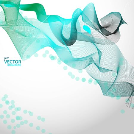 Light green abstract background with bubbles and wavesのイラスト素材