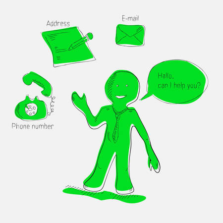 Hand drawn icons of contactsのイラスト素材