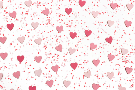 Texture made of colorful hearts on a white background