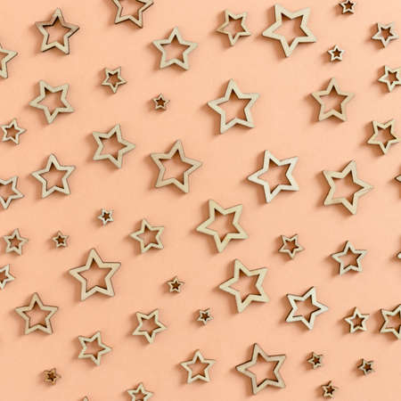 Pattern of wooden blanks of stars for Christmas decorations