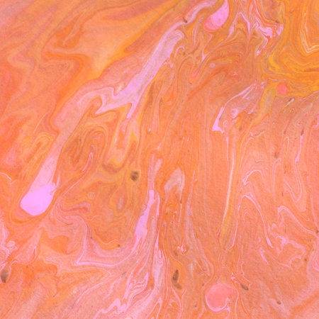 Acrylic texture made in liquid pour technique. Background in pink and orange colors.の写真素材