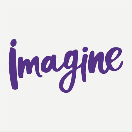 Imagine - handwritten with a paintbrush word. Modern calligraphy illustration for posters, cards, t-shirts, etc.のイラスト素材