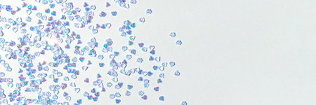 Banner with crystal confetti on a blue background. Festive concept with copy space.の写真素材