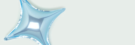 Banner with air star balloon on a blue background. Place for text.