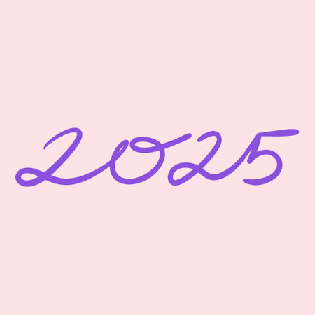 2025 - handwritten numbers. Calligraphy for New Year's posters, cards, etc.のイラスト素材