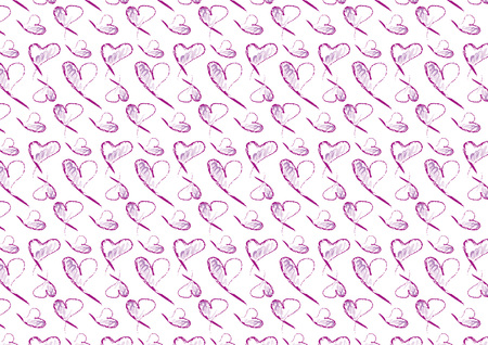 hand drawn hearts background in purple colorの写真素材
