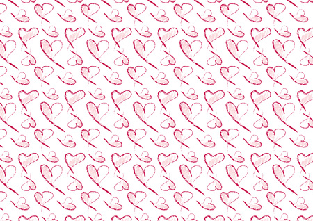 hand drawn hearts background in red colorの写真素材