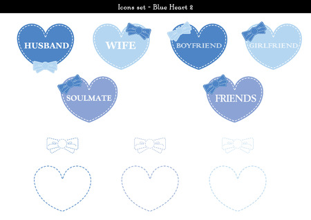 Icon set - blue heart vector illustrationのイラスト素材