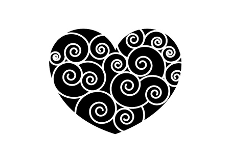 Curly flat heart icon in blackのイラスト素材