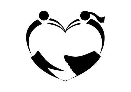 Relationship in heart shape. Boy and girl shaping like a heart.のイラスト素材