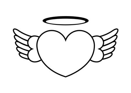 Heart with wings and halo. Could interpret as angel heart or good heart.のイラスト素材