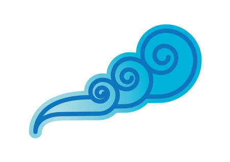 Natural element icon of air wave and flow in color. Simple, modern, editable, colorful icon. Use for fengshui elements.の写真素材