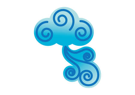 Natural element icon of air wave and flow in color. Simple, modern, editable, colorful icon. Use for fengshui elements. The icon has curls, straight line.の写真素材