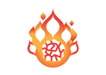 Natural element icon of fire in color. Simple, modern, editable, colorful icon.  Also for icon. Fengshui elements. Could be use for blaze,flame, flames, embers. Icon color is red, orange.の写真素材
