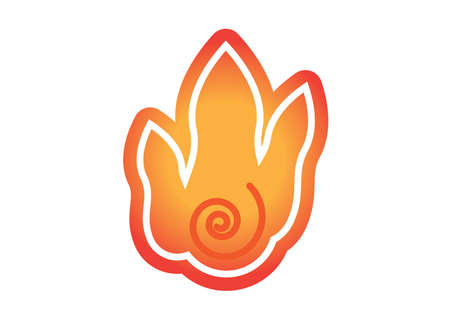 Natural element icon of fire in color. Simple, modern, editable, colorful icon.  Also for icon. Fengshui elements. Could be use for blaze,flame, flames, embers. Icon color is red, orange.の写真素材