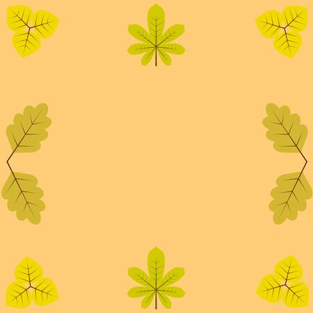 template, blanks for greetings and recordings, surrounded by yellow leaves of chestnut, birch and oak.のイラスト素材