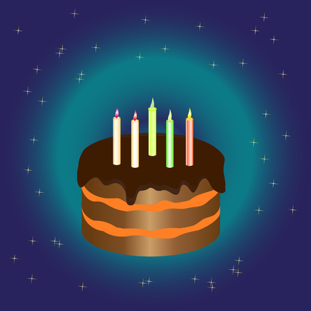 chocolate cake on a blue background with starsのイラスト素材
