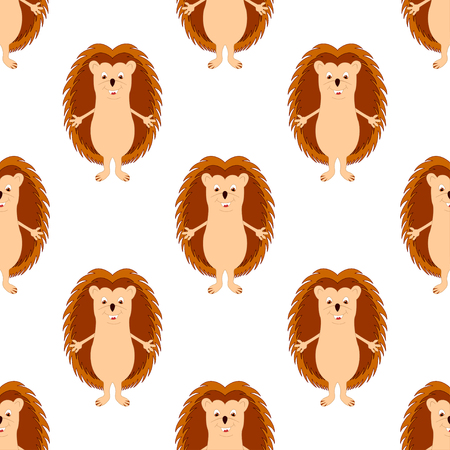 funny hedgehog sketch, in color, seamless patternのイラスト素材