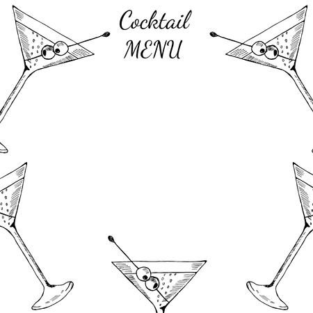 Cocktails menu card design template. Menu blank with space for text  for restaurant, cafe and bar vector design.のイラスト素材