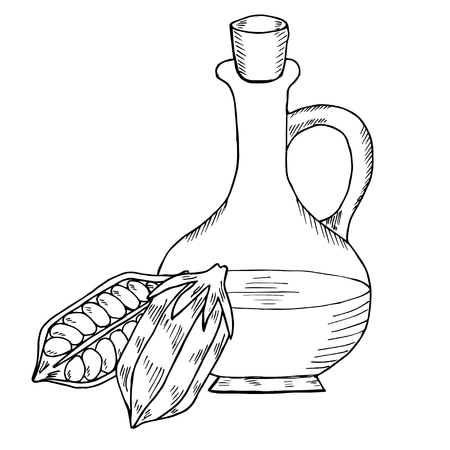 Sesame oil bottle, nutsのイラスト素材