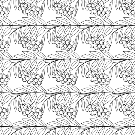 Seamless sketch of rowan with berriesのイラスト素材