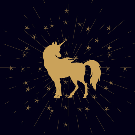 Unicorn silhouette, sunburst effectのイラスト素材