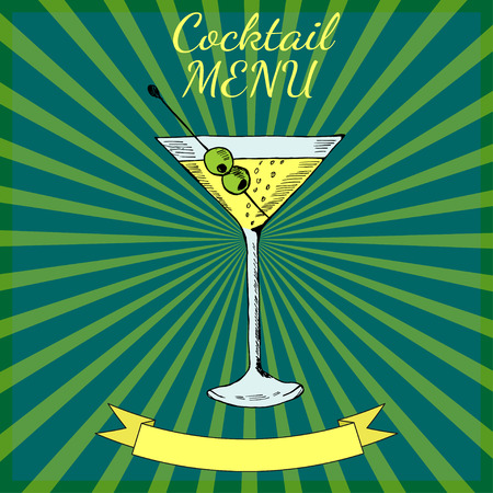 Martini, Cocktails menu in color 2のイラスト素材