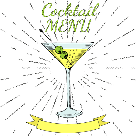 Martini, Cocktails menu in color 3のイラスト素材