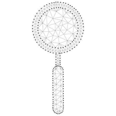 Polygonal magnifying glass magnifier , isolated on white. Business concept. Low poly design. Thin line wireframe concept. Polygon style illustration.のイラスト素材