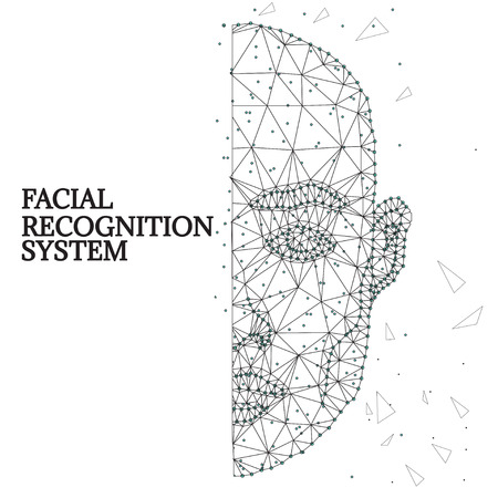 Facial Biometric identification outline illustrationのイラスト素材