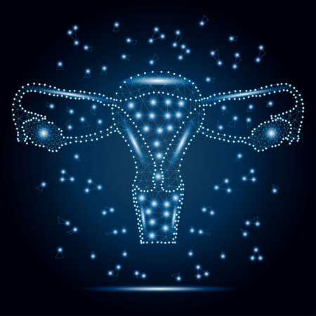 Polygon uterus, dots, blue, stars 2-1のイラスト素材