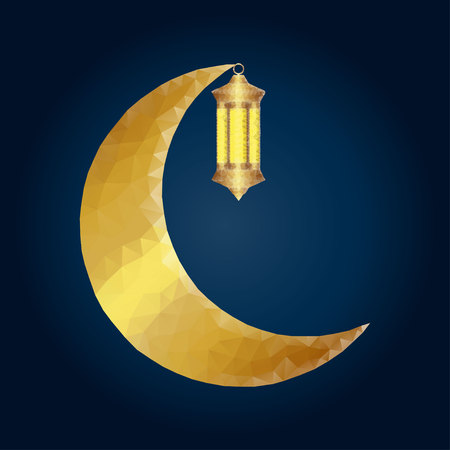 Moon Lantern Fanus polygon crescentのイラスト素材