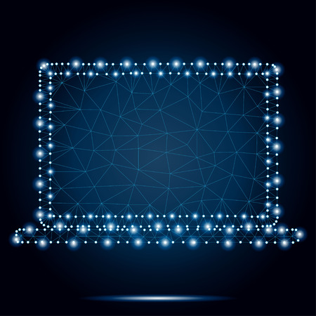 Polygonal laptop of blue starsのイラスト素材